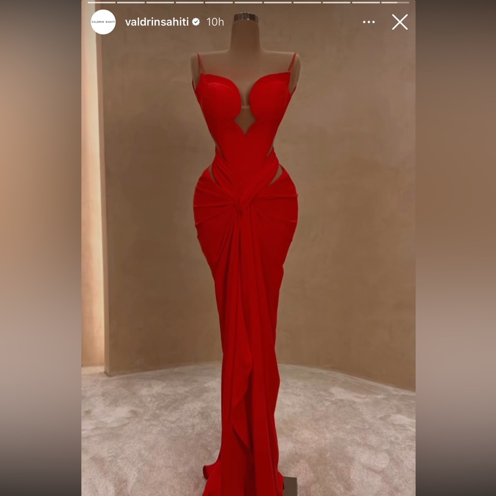 Valdrin Sahiti Red Evening Gown